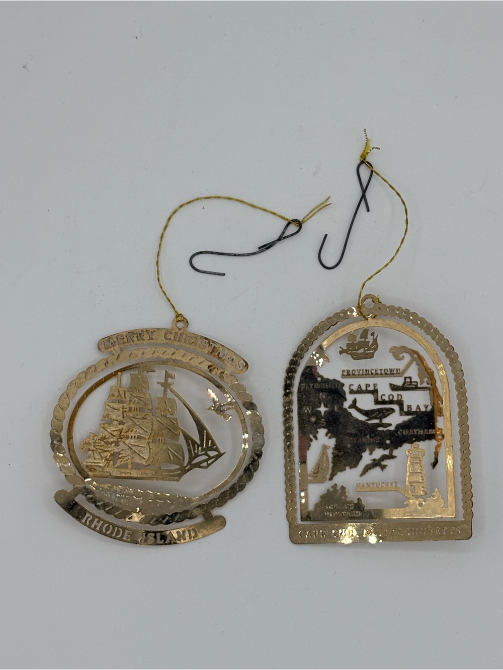 Vintage Nation’s Treasures Ornaments Cape Cod Rhode Island 24K Gold Brass Finish